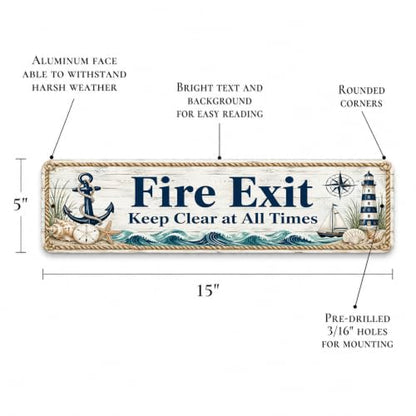 Fire Exit Coastal Business Sign - style: Fire Exit