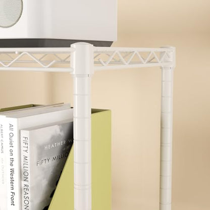 SINGAYE 3 Shelves Storage Shelf Wire Shelving Unit Metal Adjustable Wheels - color: White, size: 3Tier/11.5"D X 17.5"W X 30.5"H