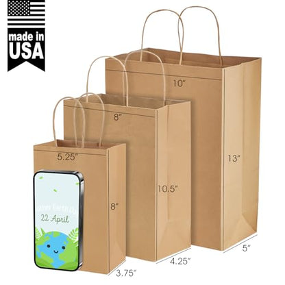 MESHA Brown Gift Kraft Paper Bags with Handles 5.25x3.75x8 Inch 20 Pack - color: Brown 5.25x3.75x8 Inch, size: 1 Count (Pack of 20)
