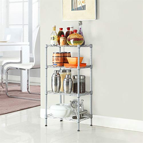 4-Tier Adjustable Storage Shelves Unit,Wire Shelving Units Metal Storage Rack, for Pantry, Garage, Kitchen,13.7Wx9.8Dx31.5H Inchs,Silver