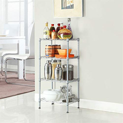 4-Tier Adjustable Storage Shelves Unit,Wire Shelving Units Metal Storage Rack, for Pantry, Garage, Kitchen,13.7Wx9.8Dx31.5H Inchs,Silver