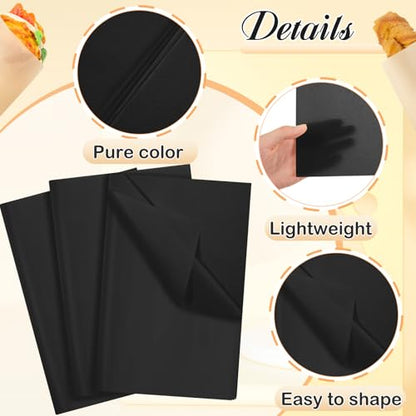 500 Sheets Black Tissue Paper Bulk 20 x 30 Inch for Halloween Packing - color: Black, size: 20 x 30 Inch