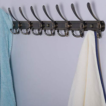 Dseap Coat Rack Wall Mount - 29.5” Long 8-Tri-Hooks Heavy Duty Coat Hanger Rail Wall Hooks for Hanging Coats Hats Clothing Clothes Purse Mudroom Entryway, Bronze - color: Bronze, size: L=29.5” (1 Pcs)