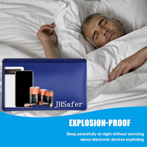 6400℉ Fireproof Money Bags with Zipper,Cash Safe Pouch,11''x6.3'' - color: Blue