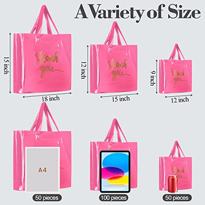 Teling 200 Pcs Thank You Shopping Bags with Handle,Pink - color: Pink