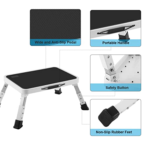 Jocauto Folding Step Stool for Adults, Height-Adjustable Small Step Stool