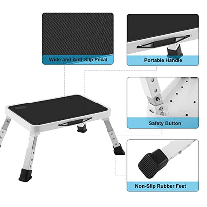 Jocauto Folding Step Stool for Adults, Height-Adjustable Small Step Stool