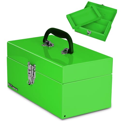 P.I.T. Metal Tool Box 12 Inch,Portable Small Toolbox with Latch,Green - color: Green, size: 12 Inch