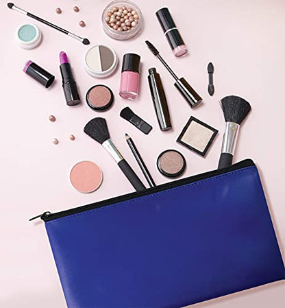 Better Office Products 6 Pack, Zippered Security Bank Deposit Bag, Leatherette, Cash Bag, Coin Bag, Utility Pouch, Blue, 6 Bags