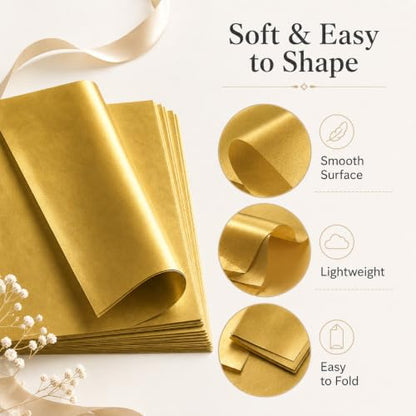 ROVIBIOBIO 100 Sheets Gold Tissue Paper for Gift Bags, 20 x 14 Inch - color: Metallic Gold