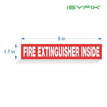 iSYFIX Fire Extinguisher Inside Sticker Sign, 9x1.7 Inch, Red, 5 Pack - color: Red, size: 9x1.7 (5 Pack)