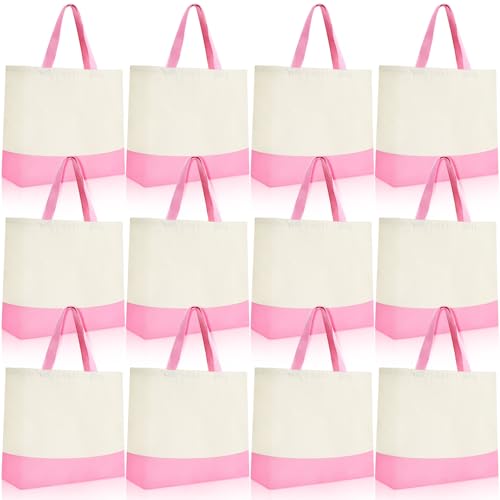 Epakh Canvas Tote Bags Bulk 18.5 x 15 In - color: Pink Color