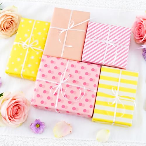 BEISHIDA 100 Sheets Yellow Pink Tissue Paper Bulk for Gift Wrapping Bags - color: yellowpink100