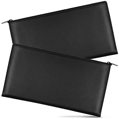 2 Pieces Money Bags with Zipper, 11x6.1 inch Money Pouch, Bank Bag, Cash Bag, Check Wallet, Cosmetics - color: Black, size: 2 Pieces