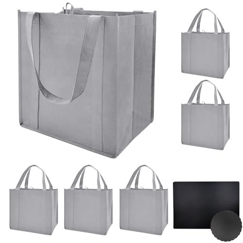 6 pack Reusable Grocery Bags,Thick Bottom-Shopping Bag for Groceries - color: Gray