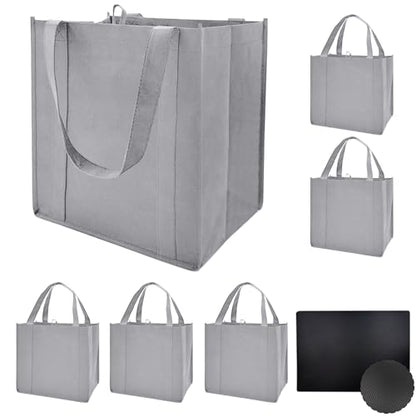 6 pack Reusable Grocery Bags,Thick Bottom-Shopping Bag for Groceries - color: Gray