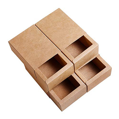 BENECREAT 20 Pack Kraft Paper Drawer Box Festival Gift Wrapping Boxes Soap Jewelry Candy Weeding Party Favors Gift Packaging Boxes - Brown (5x4.25x1.65) - color: Brown, size: 5 X 4.25 X 1.65 Inch (Pack of 20)