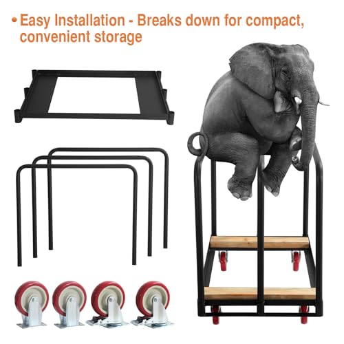 4 Wheel Panel Cart Dolly, Heavy Duty Dolly Cart, 6 Inch Casters, Panel Bars & E Strap Attachment Included, 1,500 Lb Capacity