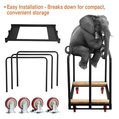 4 Wheel Panel Cart Dolly, Heavy Duty Dolly Cart, 6 Inch Casters, Panel Bars & E Strap Attachment Included, 1,500 Lb Capacity