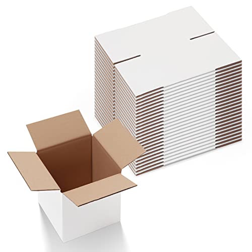 Calenzana 6x6x6 Inches Shipping Boxes Set of 25, White Corrugated Cardboard Box for Packing Mailing Small Business - size: 6x6x6, style: 25 Pack