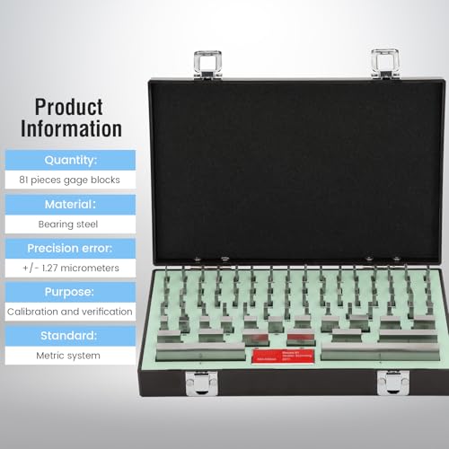 Precision 81-Piece Steel Gauge Block Set, Grade B Accuracy