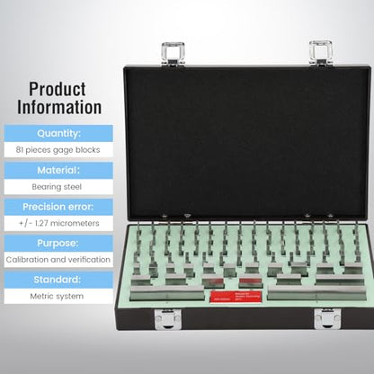 Precision 81-Piece Steel Gauge Block Set, Grade B Accuracy
