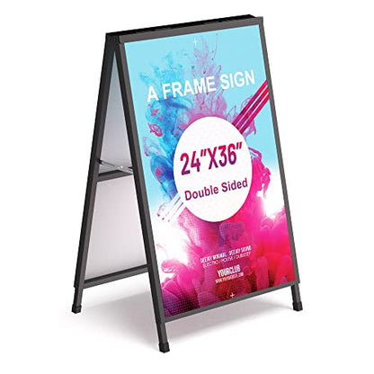 Relx 24x36 Inch Double-Sided A-Frame Sign, Heavy-Duty Folding Sandwich Boards, Metal Slide-In Sidewalk Signs for Outdoor Advertising Posters Frame Only (2 Boards Not Included)