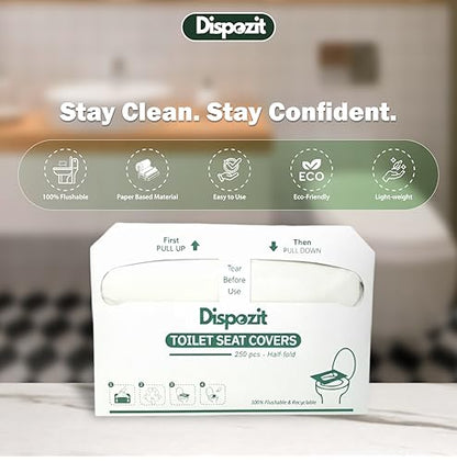 1250 Pcs Flushable Toilet Seat Covers for Hotel, Business, and Commercial