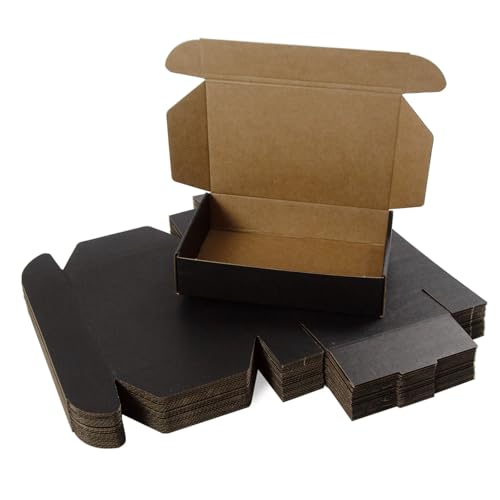 9x6x2 Inches Shipping Boxes Pack of 25, Black Corrugated Cardboard Boxes for Small Bussiness, Packing and Mailing - size: 9 x 6 x 2 inch