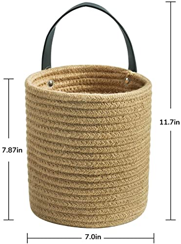 Goodpick 2 Pack Jute Wall Hanging Storage Baskets, Over Door Organizer - color: Jute