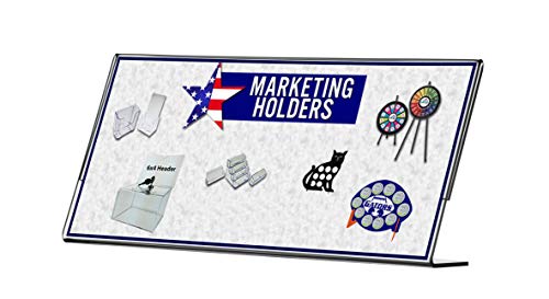 Marketing Holders 6 Pack Acrylic Sign Holder 8.5" x 4" Clear Side Load Horizontal Slant Back Countertop Display for Nameplates Certificates Product Info Titles and Place Settings - size: 8.5"W x 4"H