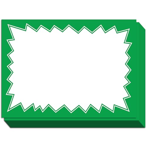 Sale Signs for Retail Stores 50pcs, Green Starburst Paper Card 5.5" x 7.5" - color: Green, size: 5.5" x 7.5"