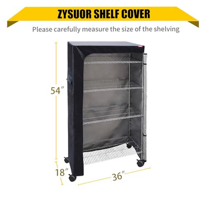 Waterproof Shelf Cover, Fits 36" Wx18 Dx54 H Wire Shelving - color: Black, size: 36"Wx18"Dx54"H
