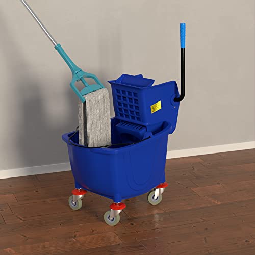 35 Qt. Blue Mop Bucket & Side Press Wringer Combo - color: Blue, size: 35 Qt.