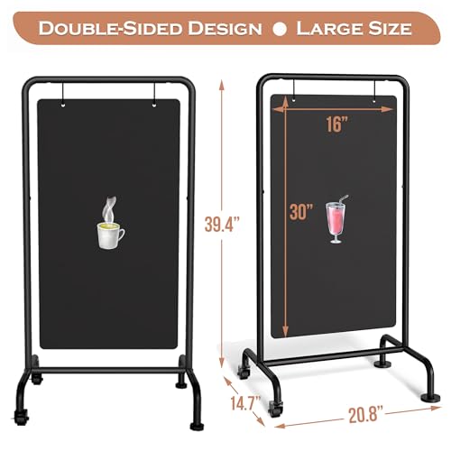 SELEAD Metal Swinging Chalkboard with Wheels, 21”x40” Large Sidewalk Board