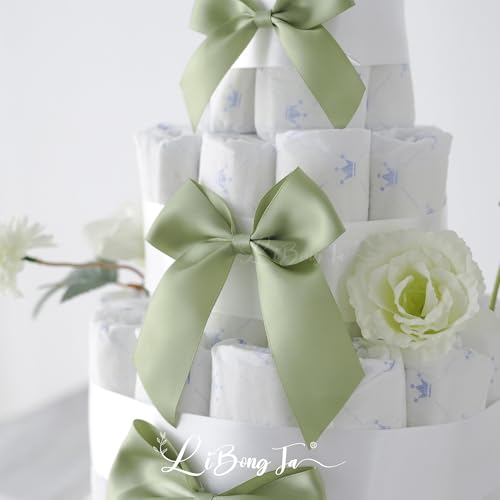 4.5" Twist Tie Sage Green Satin Small Gift Wrap Bows 24 Counts - color: Sage Green