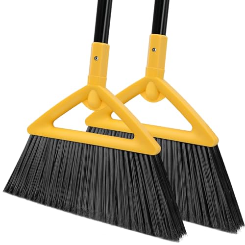 Heavy Duty Yellow Angle Broom with Long Handle - 2 Pack - color: 2pack Yellow