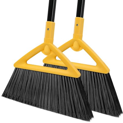 Heavy Duty Yellow Angle Broom with Long Handle - 2 Pack - color: 2pack Yellow