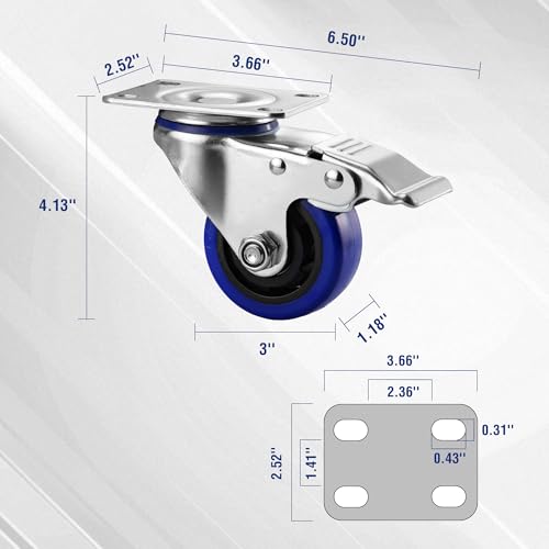WORKPRO 3" Caster Wheels, 1760 LBS Heavy Duty Swivel Casters, Set of 4 - style: 3 Inch