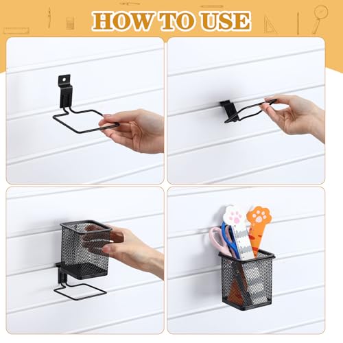Colingmill 6 Set Slat Wall Hooks Holder Metal Mesh Basket Organizer, Square - style: Square