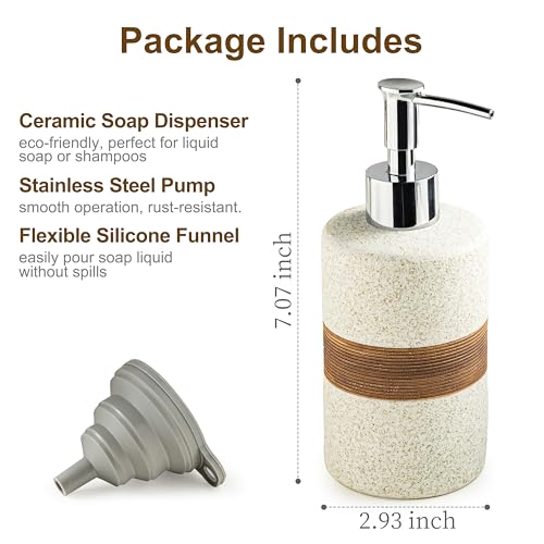 Ceramic Hand Soap Dispenser for Kitchen and Bathroom, Pump Bottle - color: White and White, size: 1xSoap Dispenser
