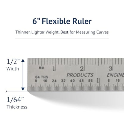 PEC Tools 6" Metal Pocket Rule, Inch & mm, Metric Equivalent Chart on Back - color: Metric Equivalent Chart, size: 1