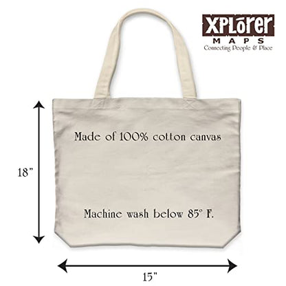 Xplorer Maps Canvas Tote Bag with Handles, Cloth Grocery Shopping Bag, Reusable & Eco-friendly Bag, 100% Cotton, Washable - color: Isle Royale National Park