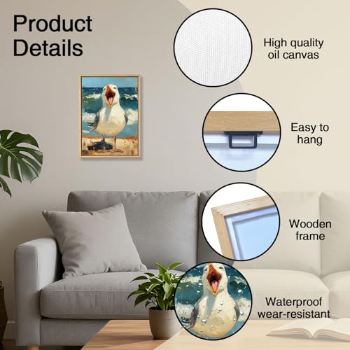 Seagull Rustic Coastal Wooden Box Sign Wall Art 8x12 Inch - color: Beach Seagull