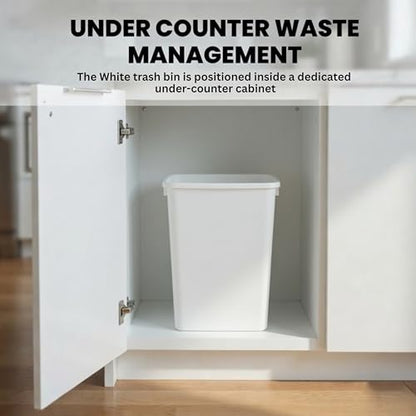 44-Quart Plastic White Trash Can, 11-Gallon, Durable Garbage Bin - color: White, size: Single-Bin