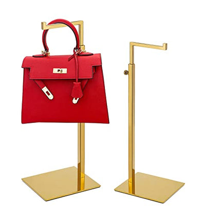 Gold Purse Display Stand, 2 Pack Handbag Display Stand Adjustable Height Stainless Steel Stability Non-slip Base,22lbs Large Bags Display Rack Luxury Purse Holder for Table Retail Closet - color: A-Gold
