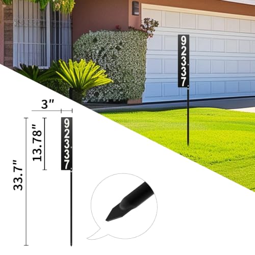 Metal House Number Sign, Waterproof Address Plaque with Stake - color: Black(Classic Stake)