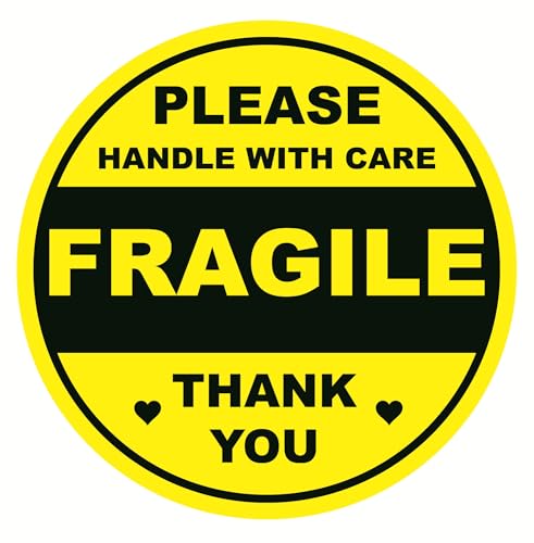 2inch 300pcs Yellow Fragile Handle with Care Thank You Shipping Stickers