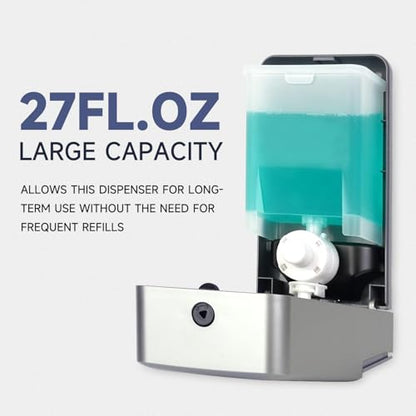 AIKE Liquid Commercial Soap Dispenser,27oz for Bathroom Sleek Silver,AK1006 - color: Silver