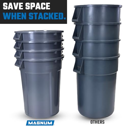 Magnum Gray 44 Gallon Trash Can, Construction Grade, Heavy Duty Plastic, Jobsite Ready for Handling and Holding Garbage CMTC-C000-44G03 (3 Pack) - color: Gray, size: 44 Gallon, style: Can Only